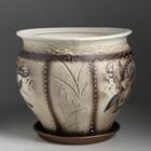 Горшок для цветов "Нарциссы", роспись, коричневый, керамика, 16 л - Фото 2