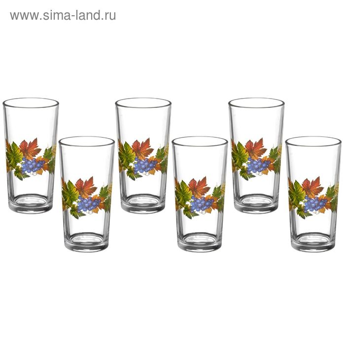 Набор стаканов 230 мл «Осенний вальс», высокие, 6 шт, рисунок МИКС - Фото 1