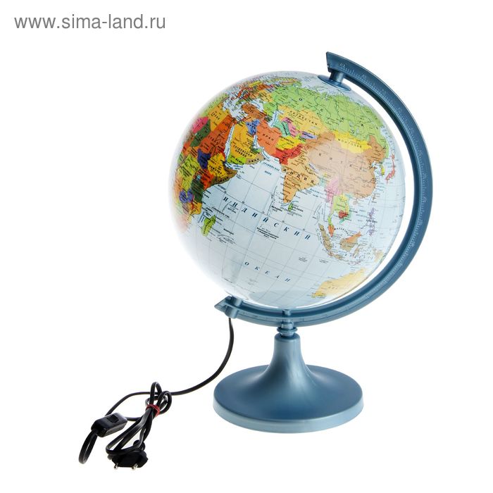 Глобус физико-политический, диаметр 250 мм, с подсветкой - Фото 1