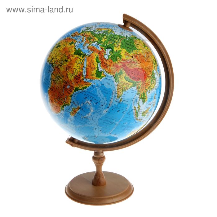 Глобус на деревянной подставке физический, диаметр 320 мм - Фото 1