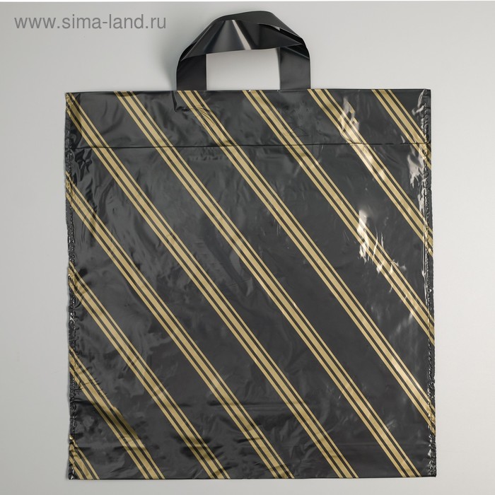 Пакет "Золотая полоса эконом", полиэтиленовый с петлевой ручкой, 42 х 38 см, 38 мкм - Фото 1