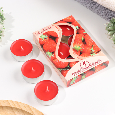 Набор свечей ароматических чайных «Клубника», 3.8×1.6 см, 3.5 ч, 12 г, 6 шт.