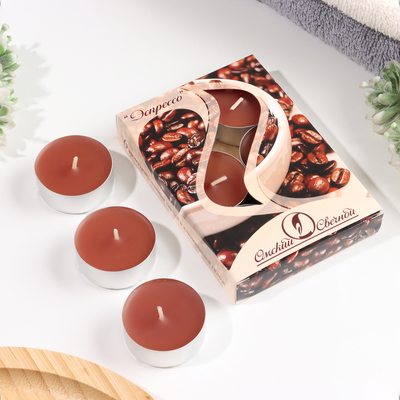 Набор свечей ароматических чайных «Эспрессо», 3.8×1.6 см, 3.5 ч, 12 г, 6 шт.