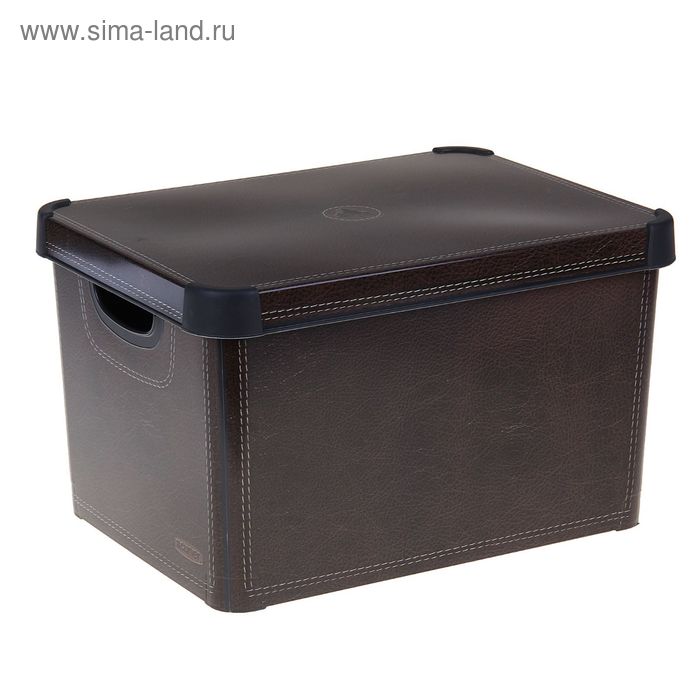 Короб для хранения прямоугольный 39х29х23 см "Стокгольм. Leather" цвет чёрный - Фото 1