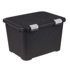 Ящик для хранения с крышкой 42 л Style прямоугольный, цвет темно-коричневый - Фото 1