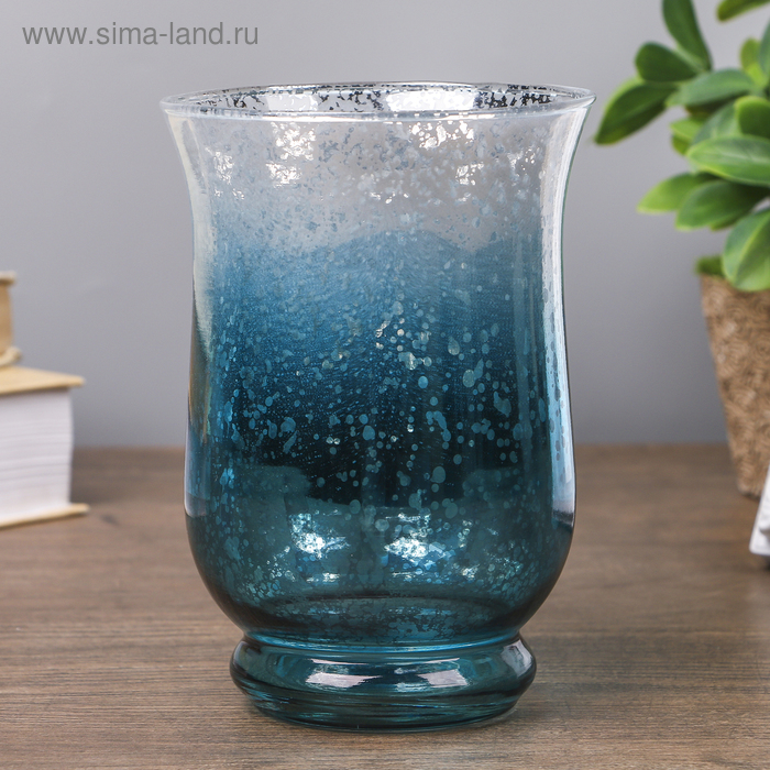 Подсвечник стекло на 1 свечу "Мерцание" синева 15х10,7х10,7 см - Фото 1