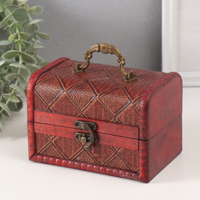 Шкатулка для украшений «Сундук с ручкой. Ромбы», дерево, 9.4×13.8×9.7 см - Фото 1