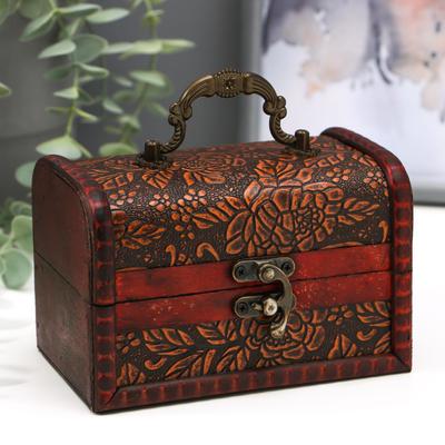 Шкатулка для украшений «Сундучок с ручкой. Пышная роза», дерево, 9.4×13.8×9.7 см
