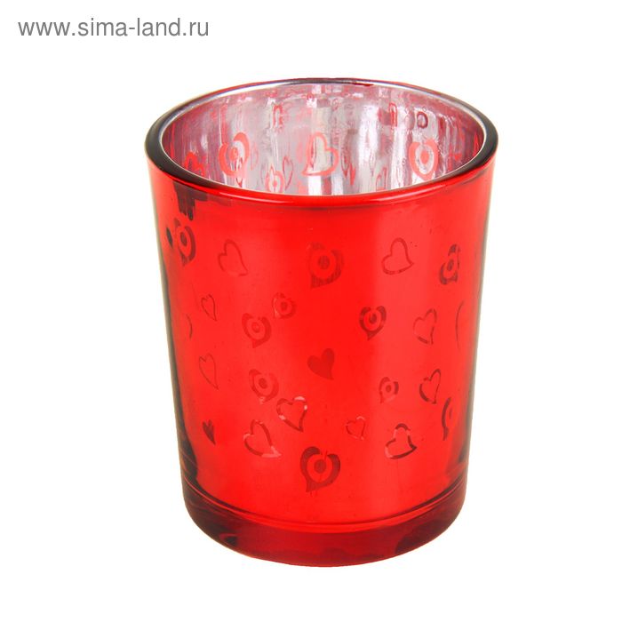 Подсвечник стекло на 1 свечу "Сердечность" 6,5х5,5х5,5 см - Фото 1