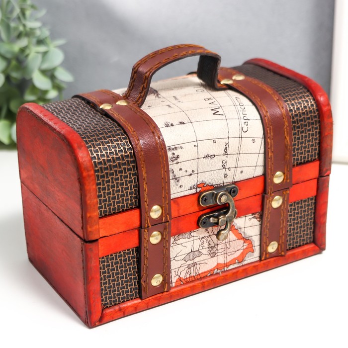 Шкатулка для украшений «Сундук. Карта», дерево, 11.5×17.3×10.7 см - Фото 1