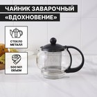 Чайник стеклянный заварочный «Вдохновение», 500 мл, с металлическим ситом, цвет чёрный - фото 24307206