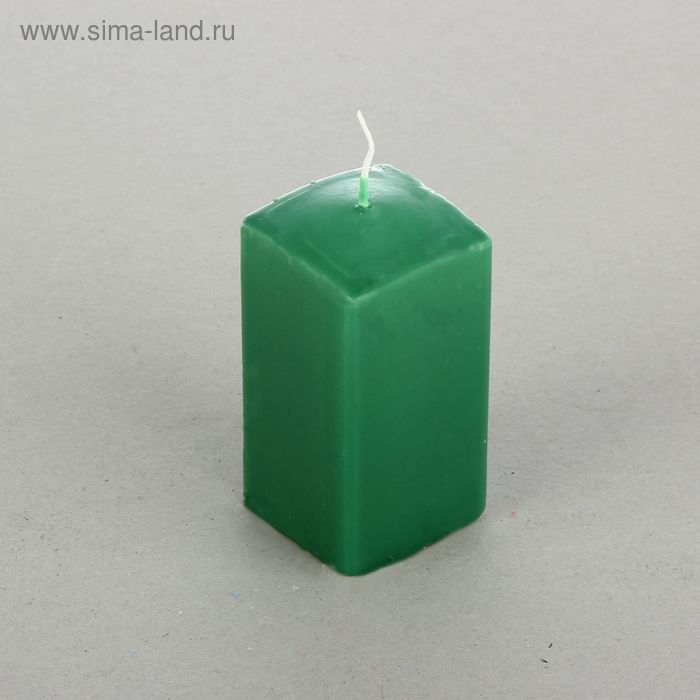 Свеча куб, зелёная лакированная, 5х10см - Фото 1