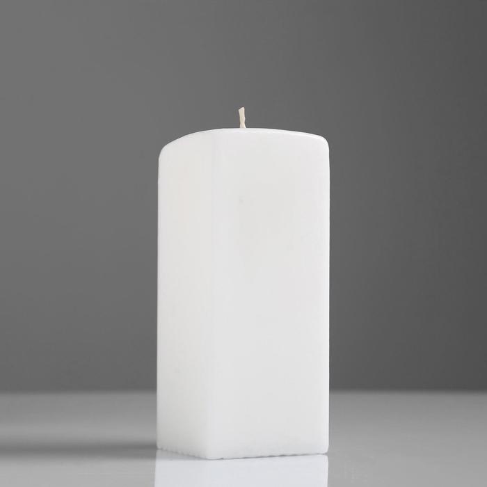 Свеча квадратная призма, 6х15 см, белая лакированная - Фото 1