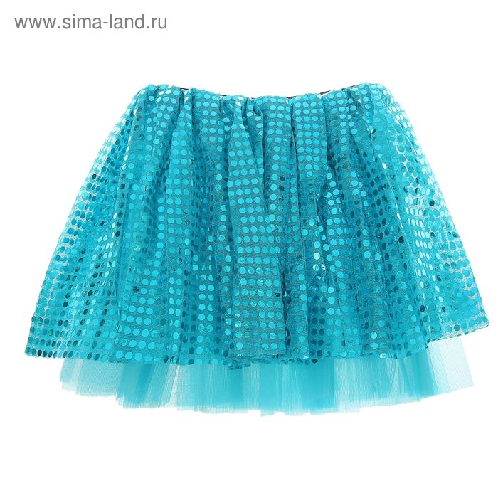 Карнавальная юбка "Блеск" 3-х слойная 4-6 лет, цвет голубой - Фото 1
