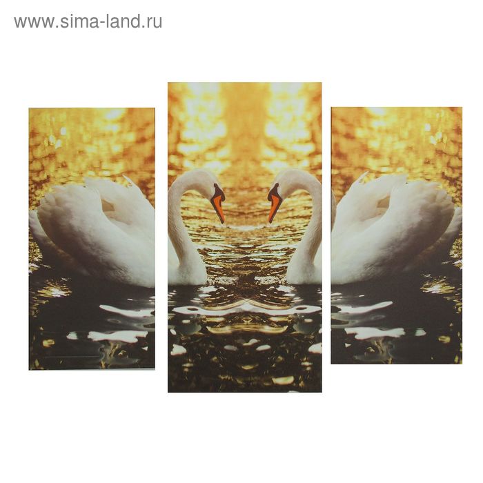 Картина модульная на подрамнике "Лебеди" 2шт-25,5*50,5см, 30,5*60см, 60х100 см - Фото 1