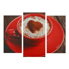 Картина модульная на подрамнике "Кофе в красной кружке" 2шт-25,5*50,5,30,5*60см , 60х100 см