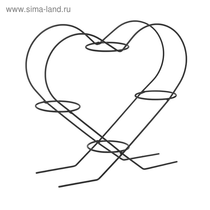 Подставка для цветов «Сердце-4», d=7 см, цвет черный - Фото 1