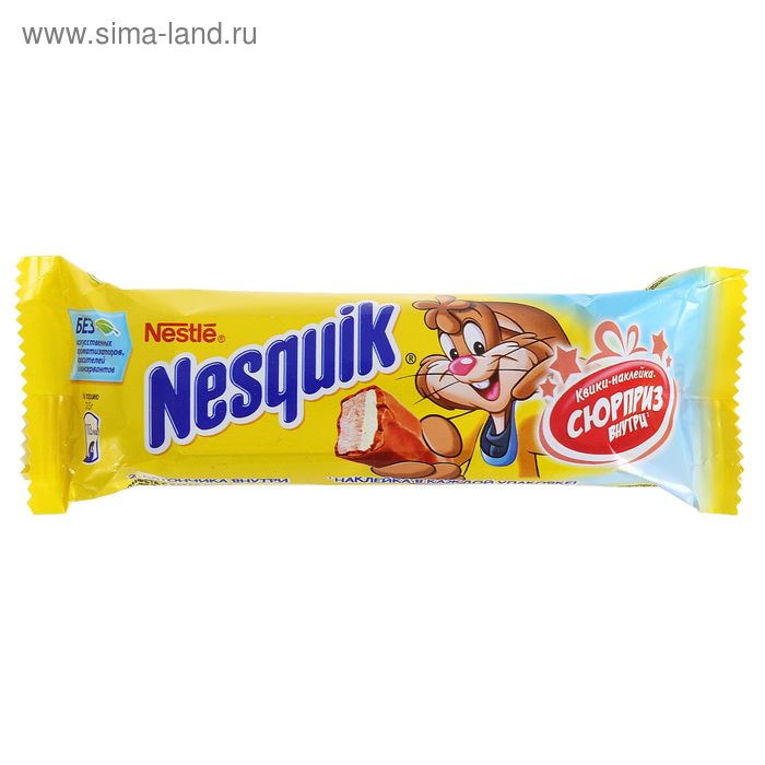 Шоколадный батончик Nesquik, с какао- нугой, наклейкой, 43 г - Фото 1