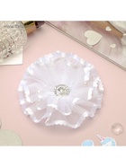 Бант для волос на резинке «Школьница», волна страза, d=10 см, белый (комплект 6 шт) - фото 52338761