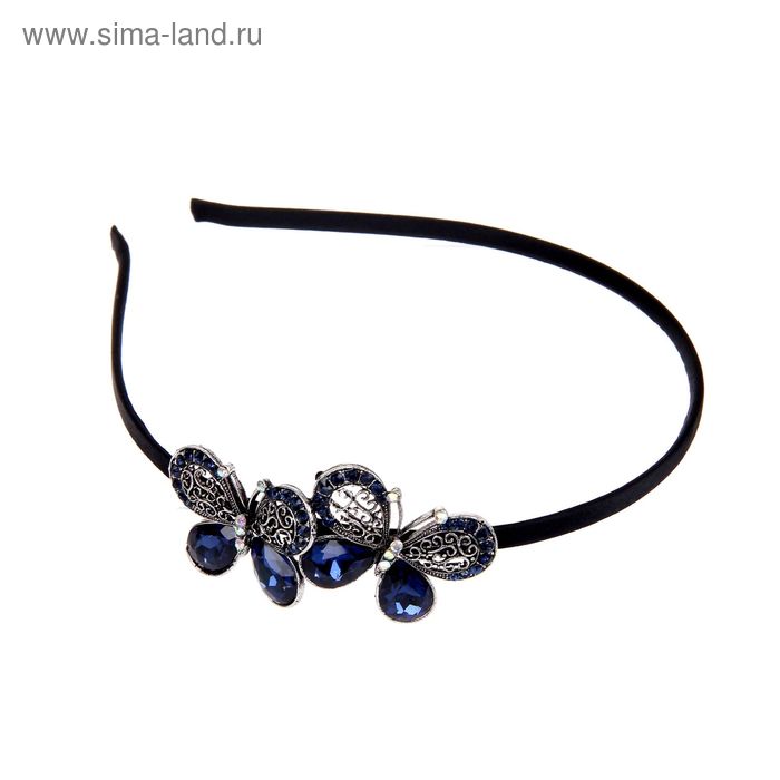ободок для волос "Престиж" синие бабочки 0,5 см - Фото 1