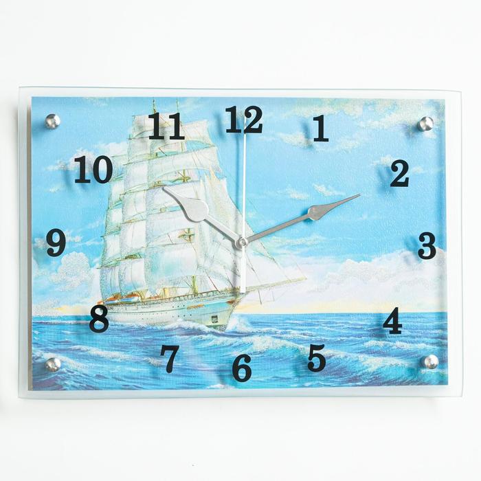 Часы настенные, серия: Море, "Корабль", 25х35 см - фото 1887667358