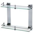 Полка для ванной комнаты 2-х ярусная, металл, стекло - Фото 1