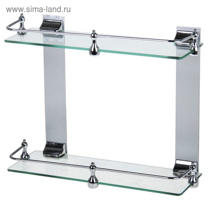 Полка для ванной комнаты 2-х ярусная, металл, стекло - Фото 1