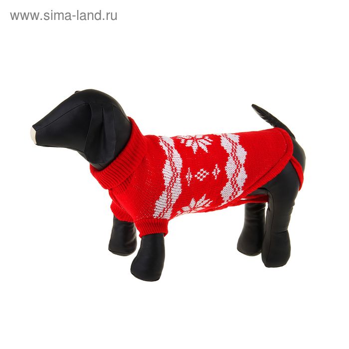 Свитер, размер 12 (по спинке 35 см, обхват груди 32 см), красный - Фото 1