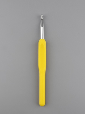 Крючок для вязания, с пластиковой ручкой, d=5.5 мм, 14 см, жёлтый (комплект 5 шт)