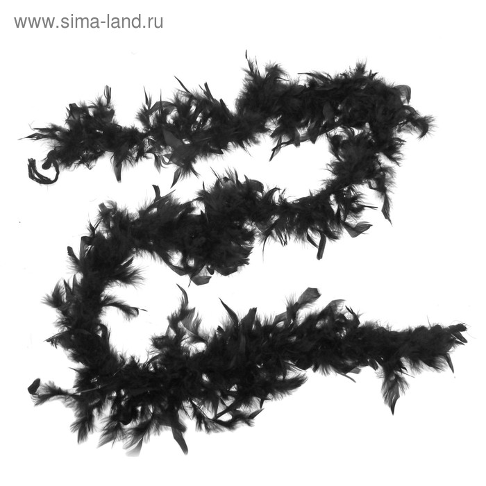 Карнавальный шарф-перо, 180 см, цвет чёрный - Фото 1