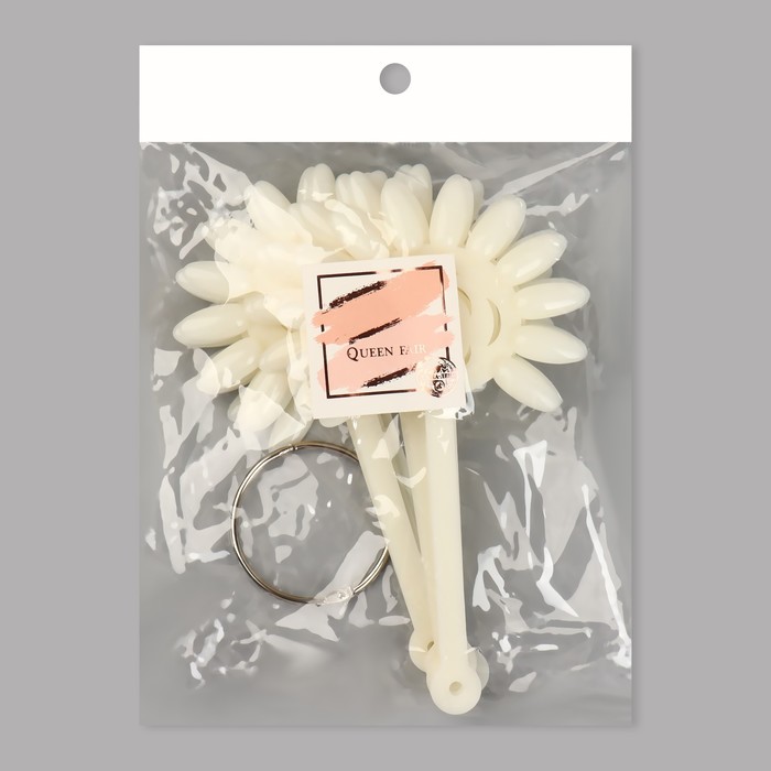 Палитра для лаков на кольце, 10 шт по 12 ногтей, цвет слоновая кость 13761