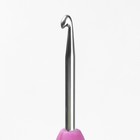 Крючок для вязания, с пластиковой ручкой, d = 4 мм, 14 см, цвет фиолетовый - Фото 2