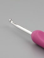 Крючок для вязания, с пластиковой ручкой, d=4 мм, 14 см, фиолетовый - Фото 4