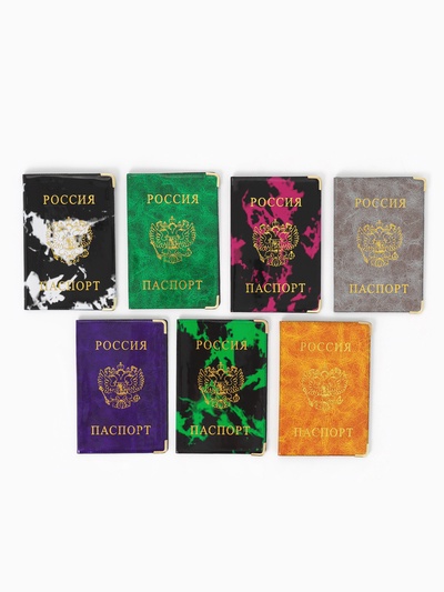 Обложка для паспорта, с гербом, 9.5×0.5×13.5 см, МИКС