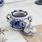 Сахарница гжель «Анимон», бело-синий,керамика, 7×7×14 см, - Фото 2