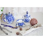 Сахарница гжель «Анимон», бело-синий,керамика, 7×7×14 см, - Фото 11