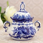 Сахарница гжель «Анимон», бело-синий,керамика, 7×7×14 см, - Фото 15