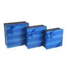 Набор коробок 3 в 1 "Полоски", цвет синий, 23 х 23 х 10,5 - 18 х 18 х 8 см - Фото 1