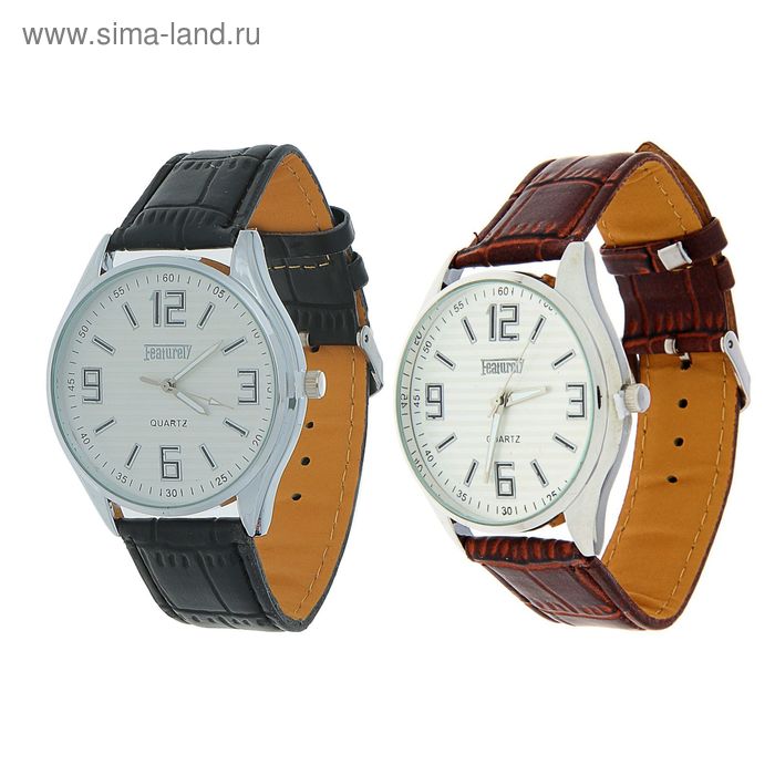Часы наручные мужскиеFeaturely мод.4 (белый-серебряный-коричневый/черный) - Фото 1
