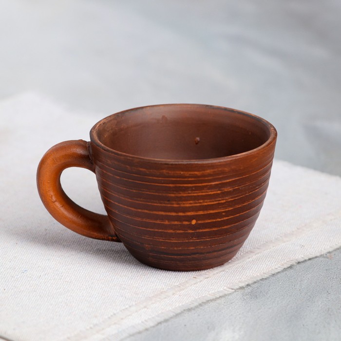 Чашка "Капучино", гладкая, красная глина, 0.15 л, микс - Фото 1