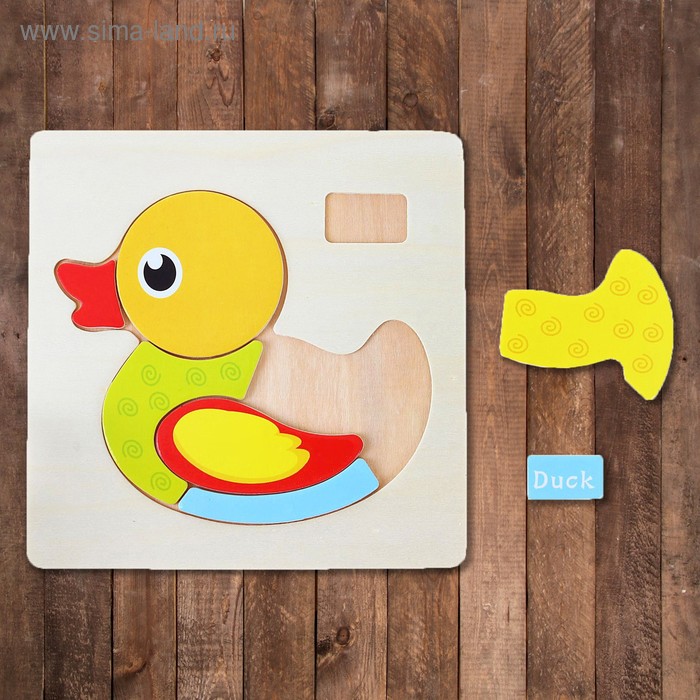 Рамка-вкладыш на деревянном основании "Утёнок", 6 элементов - Фото 1