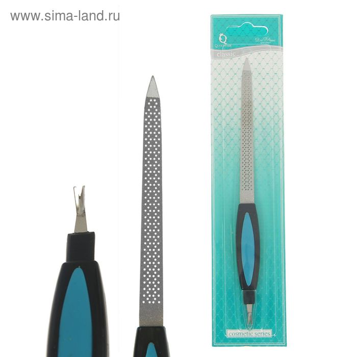 Пилка-триммер металлическая для ногтей, перфорированная, прорезиненная ручка, 19 см, цвет МИКС - Фото 1