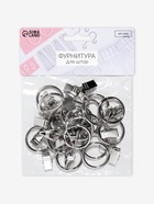Кольцо для карниза, с зажимом, d=23/30 мм, 20 шт., цвет серебряный - Фото 5