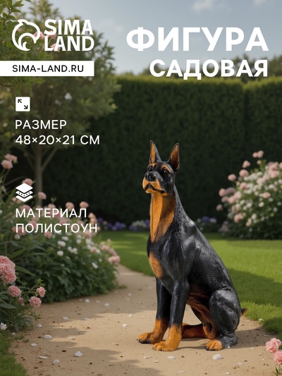 Садовая фигура из полистоуна «Собака Доберман», 48×20×21 см