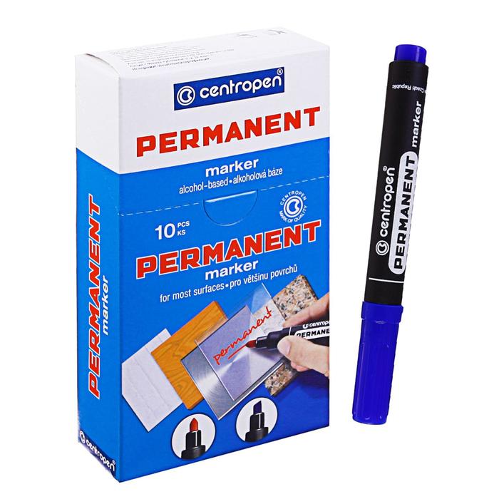 Маркер перманентный Centropen 8566, синий, узел 5.0 мм, линия 2.5 мм - Фото 1