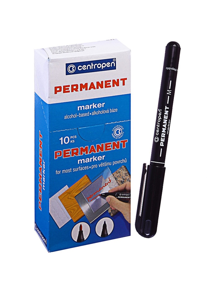 Маркер перманентный Centropen 2846, чёрный, узел 2.0 мм, линия 1 мм - Фото 1