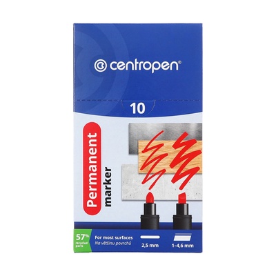 Маркер перманентный Centropen 8566, красный, узел 5.0 мм, линия 2.5 мм